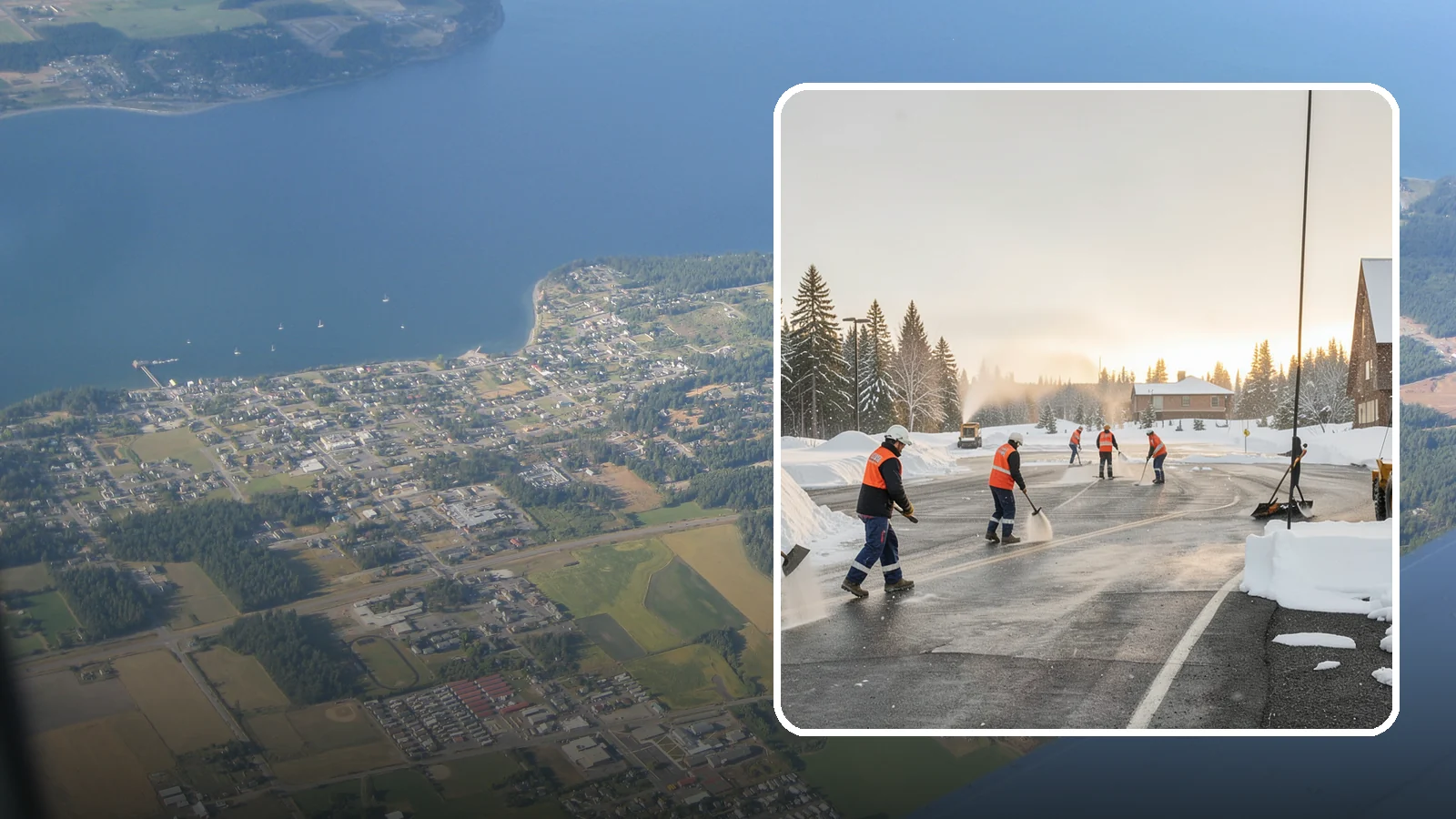 Parking Lot Snow Removal in Coupeville, Island County, WA - We handle the full cycle of clearing, treating, and hauling snow from commercial lots across Western Washington.