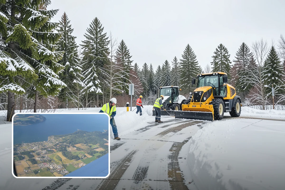Parking Lot Snow Removal in Coupeville, Island County, WA - Complete surface coverage including tight corners