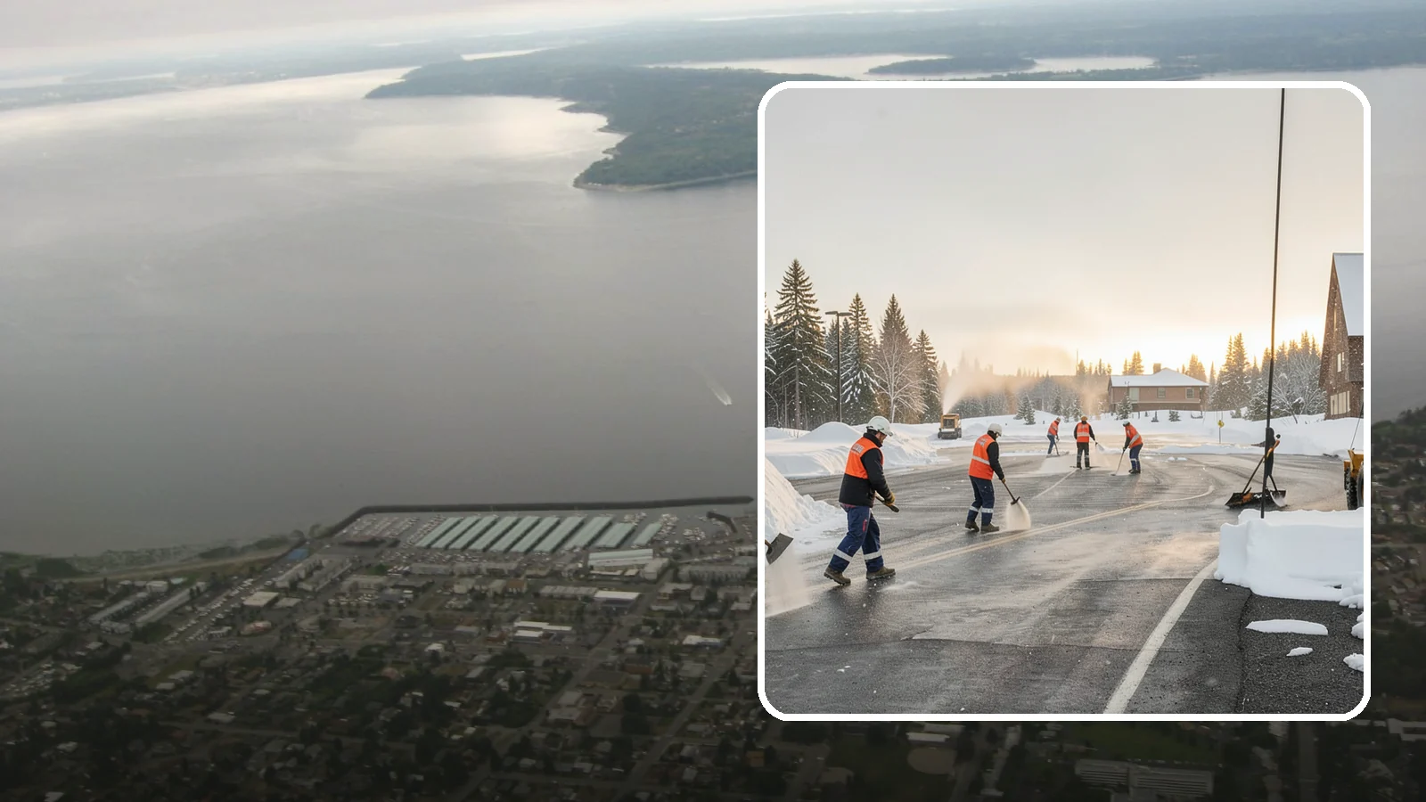 Parking Lot Snow Removal in Des Moines, King County, WA - We handle the full cycle of clearing, treating, and hauling snow from commercial lots across Western Washington.