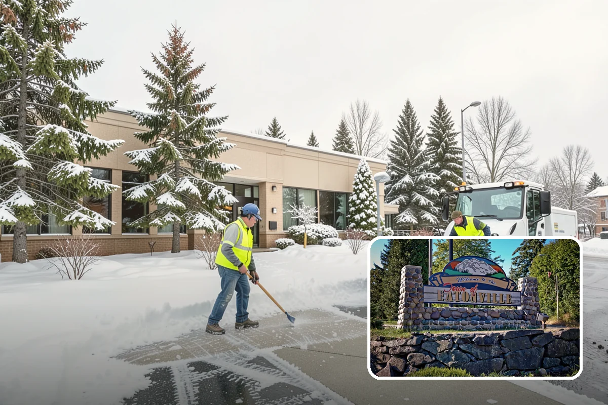 Parking Lot Snow Removal in Eatonville, Pierce County, WA - Complete surface coverage including tight corners