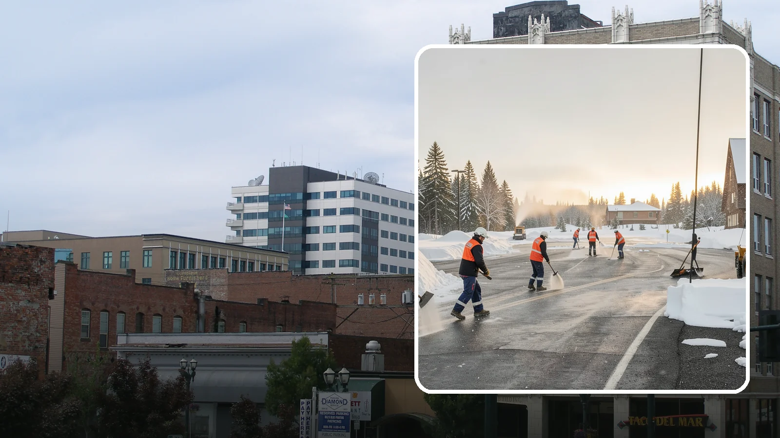 Parking Lot Snow Removal in Everett, Snohomish County, WA - We handle the full cycle of clearing, treating, and hauling snow from commercial lots across Western Washington.