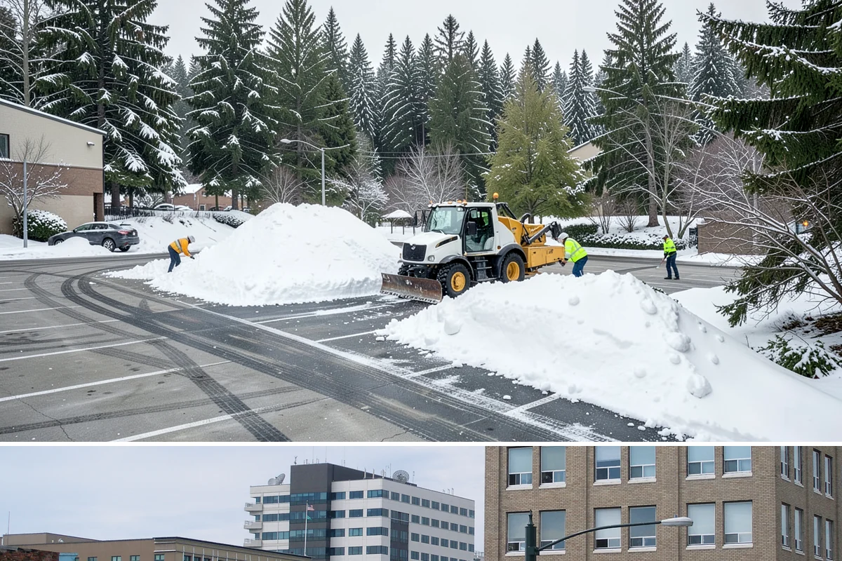 Parking Lot Snow Removal in Everett, Snohomish County, WA - Schedule coverage from late fall through early spring when convergence-zone snow can hit the lowlands.