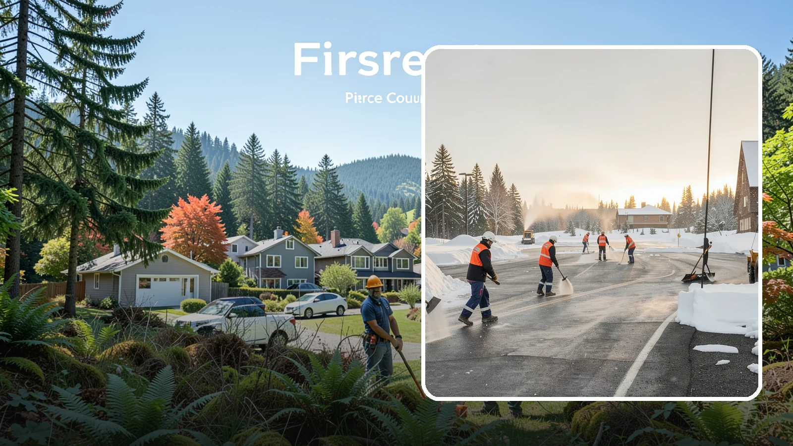 Parking Lot Snow Removal in Fircrest, Pierce County, WA - We handle the full cycle of clearing, treating, and hauling snow from commercial lots across Western Washington.