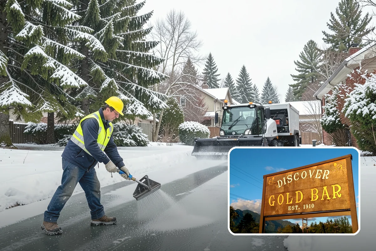 Parking Lot Snow Removal in Gold Bar, Snohomish County, WA - Complete surface coverage including tight corners