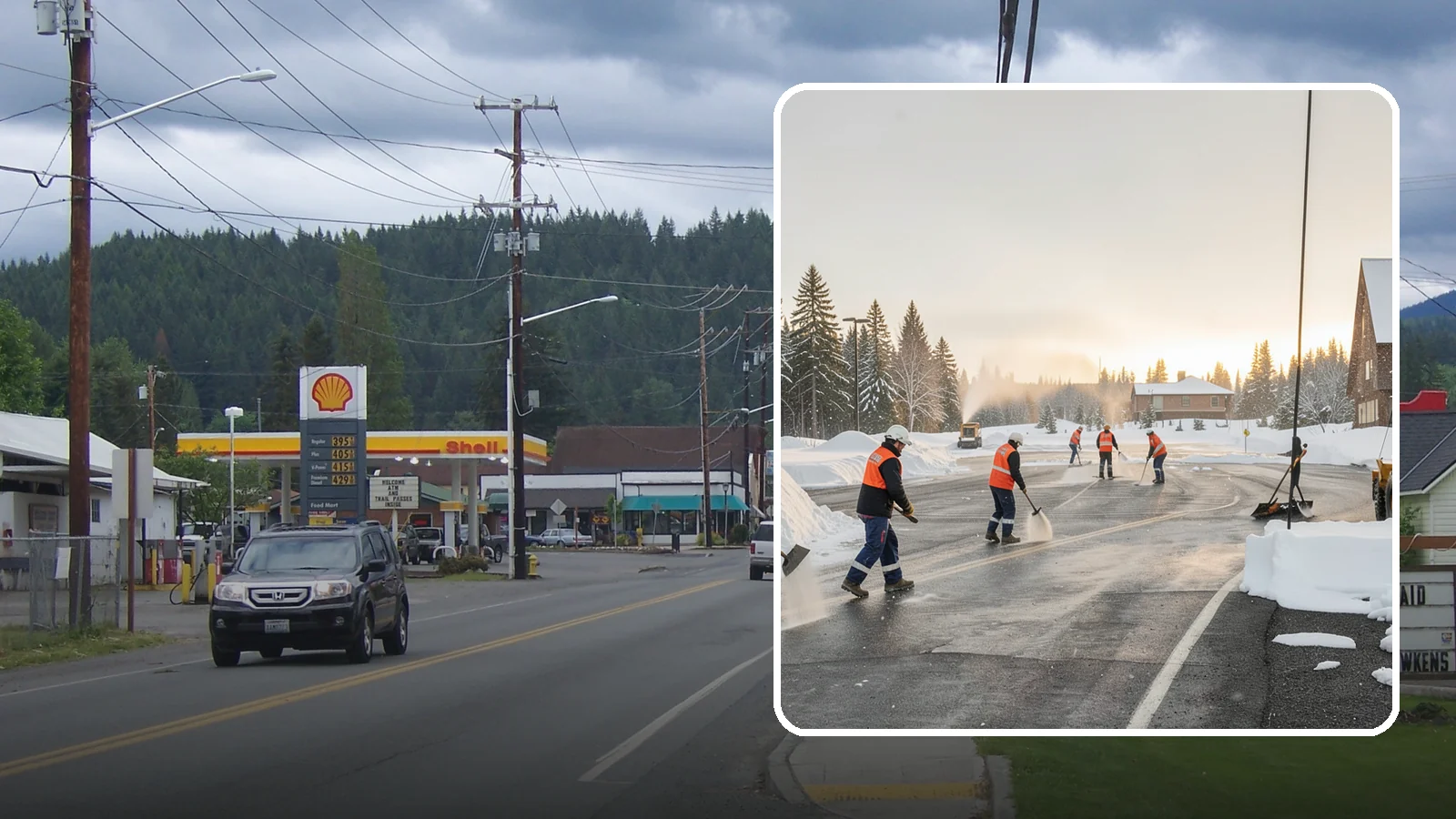 Parking Lot Snow Removal in Granite Falls, Snohomish County, WA - We handle the full cycle of clearing, treating, and hauling snow from commercial lots across Western Washington.
