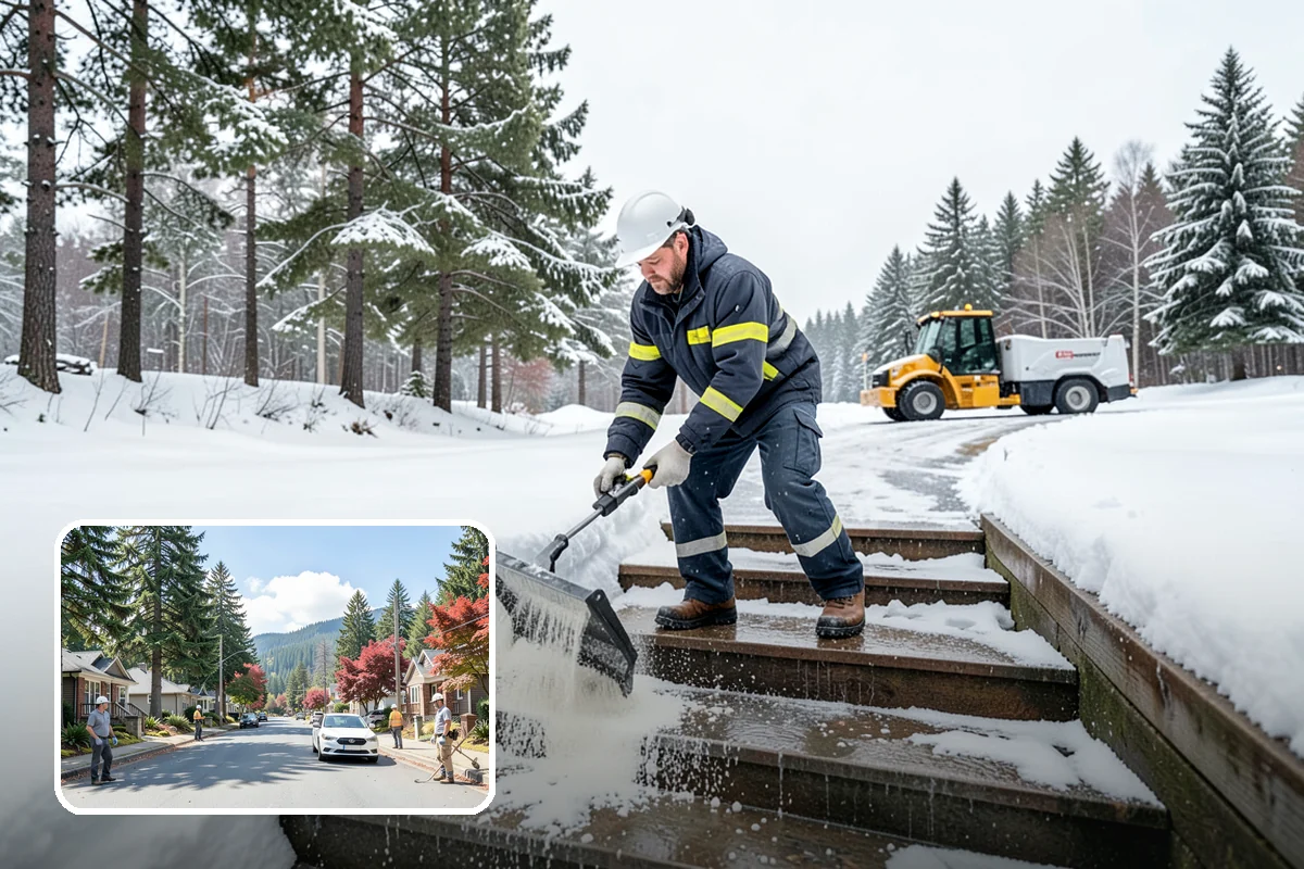 Parking Lot Snow Removal in Hunts Point, King County, WA - Complete surface coverage including tight corners