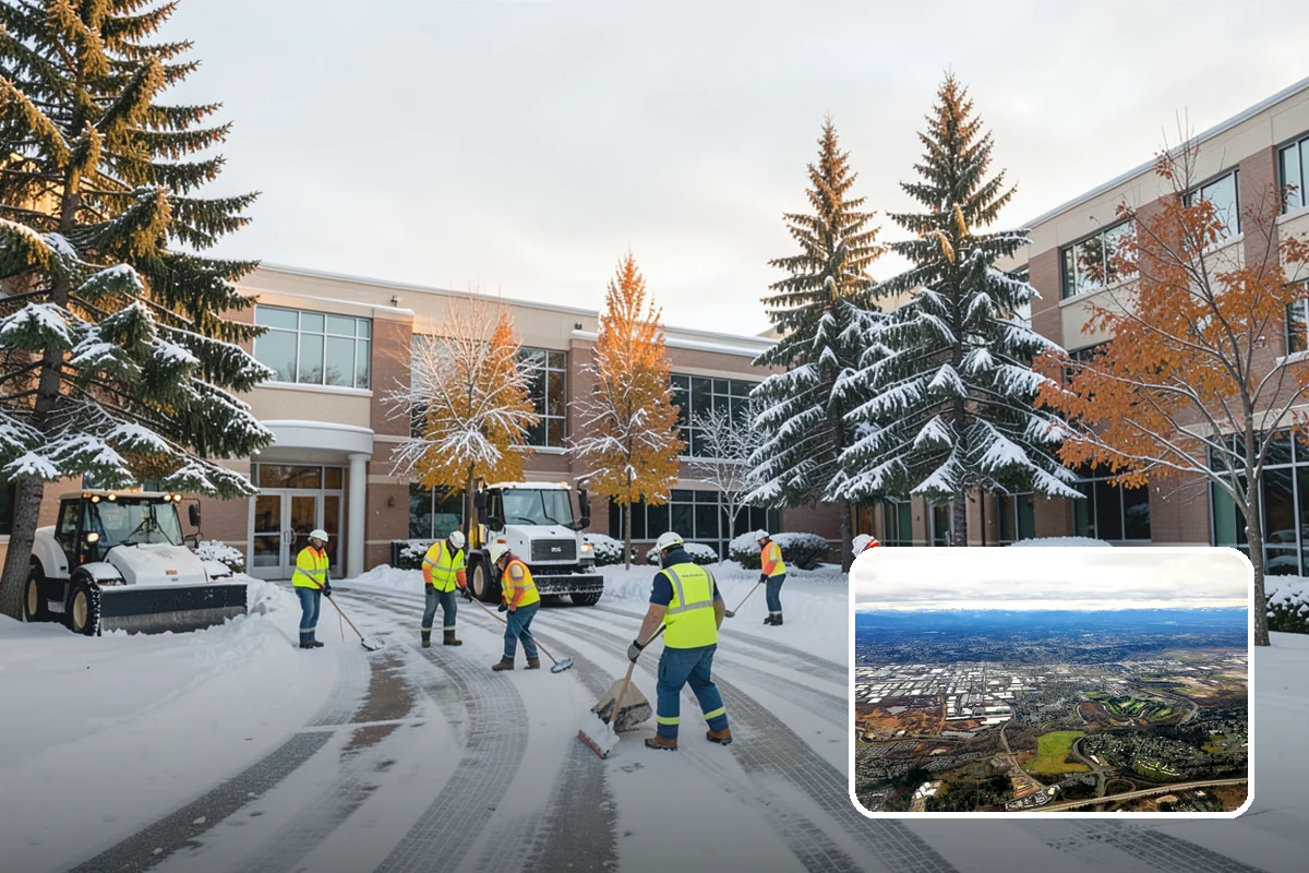 Parking Lot Snow Removal in Kent, King County, WA - Complete surface coverage including tight corners