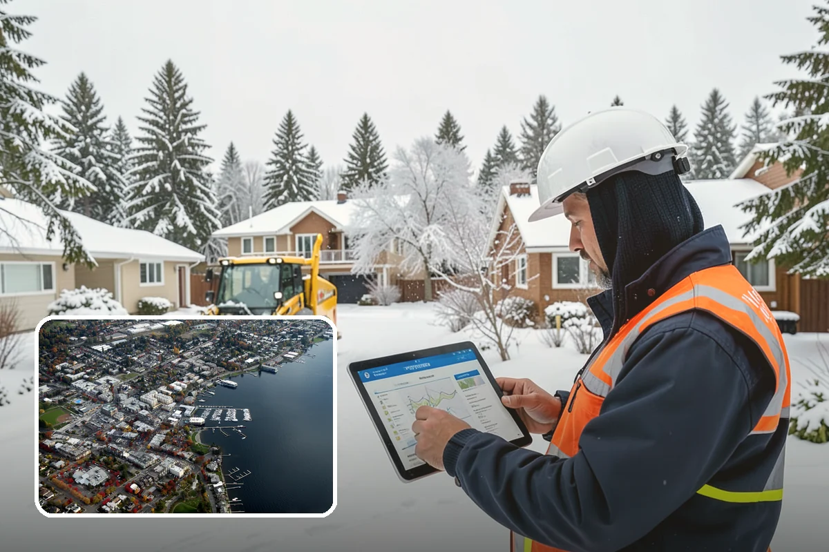 Parking Lot Snow Removal in Kirkland, King County, WA - Complete surface coverage including tight corners