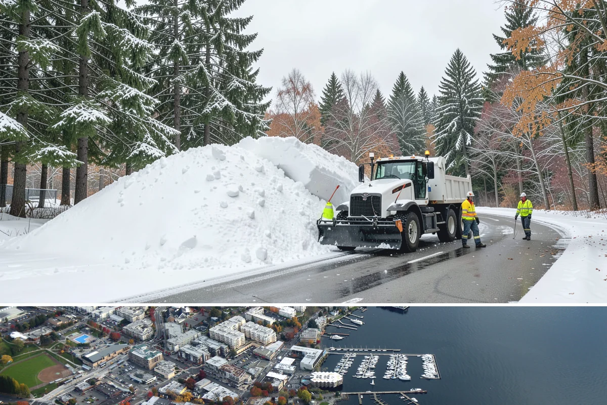 Parking Lot Snow Removal in Kirkland, King County, WA - Schedule coverage from late fall through early spring when convergence-zone snow can hit the lowlands.