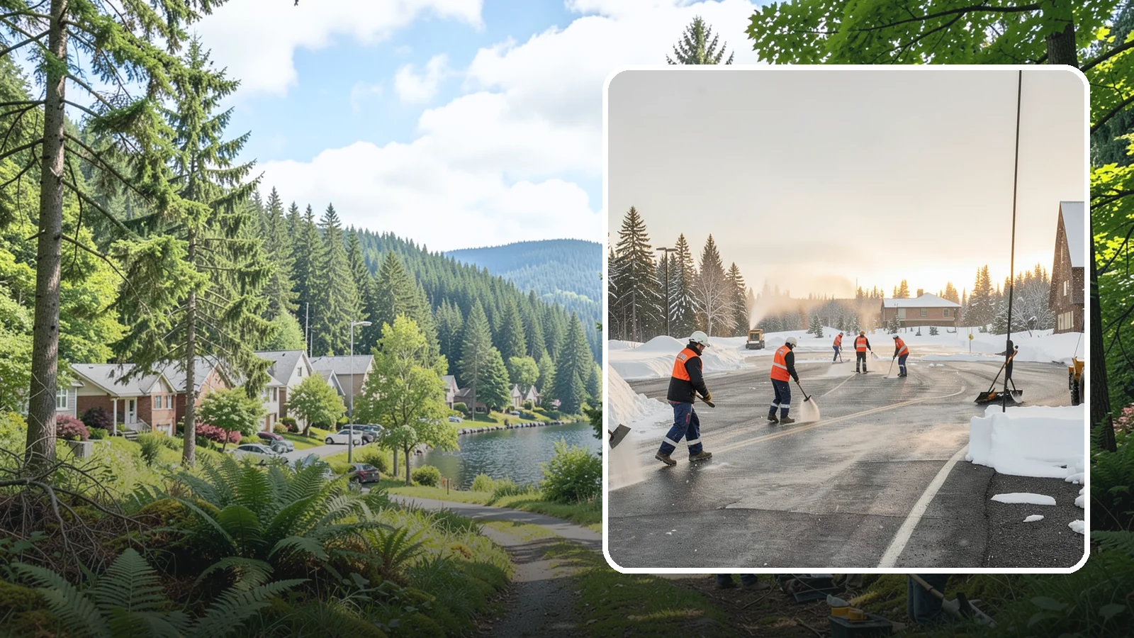 Parking Lot Snow Removal in Lake Forest Park, King County, WA - We handle the full cycle of clearing, treating, and hauling snow from commercial lots across Western Washington.