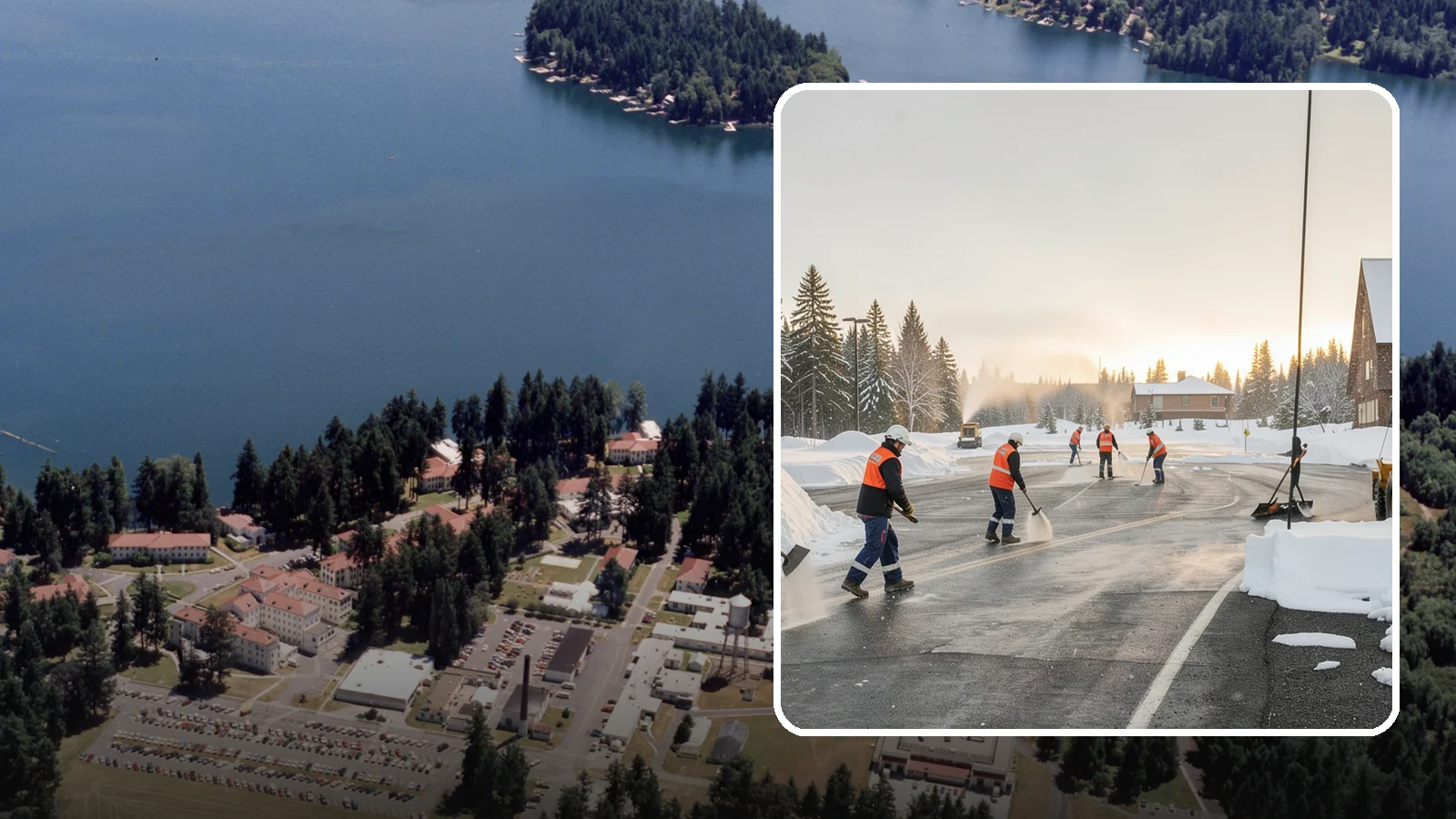 Parking Lot Snow Removal in Lakewood, Pierce County, WA - We handle the full cycle of clearing, treating, and hauling snow from commercial lots across Western Washington.
