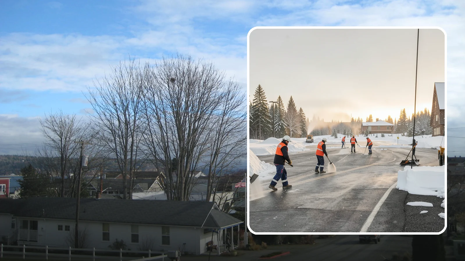 Parking Lot Snow Removal in Langley, Island County, WA - We handle the full cycle of clearing, treating, and hauling snow from commercial lots across Western Washington.