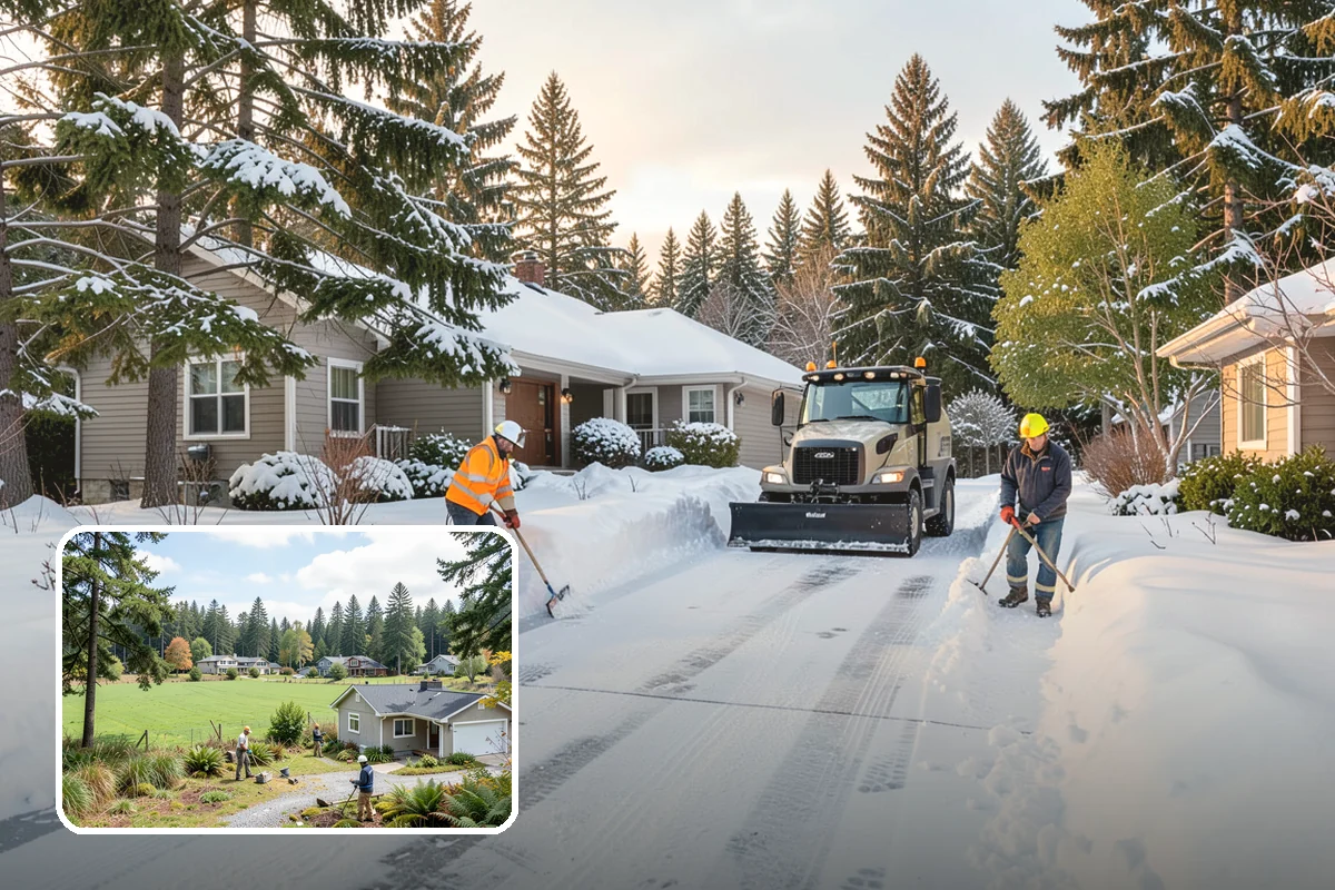 Parking Lot Snow Removal in Lyman, Skagit County, WA - Complete surface coverage including tight corners