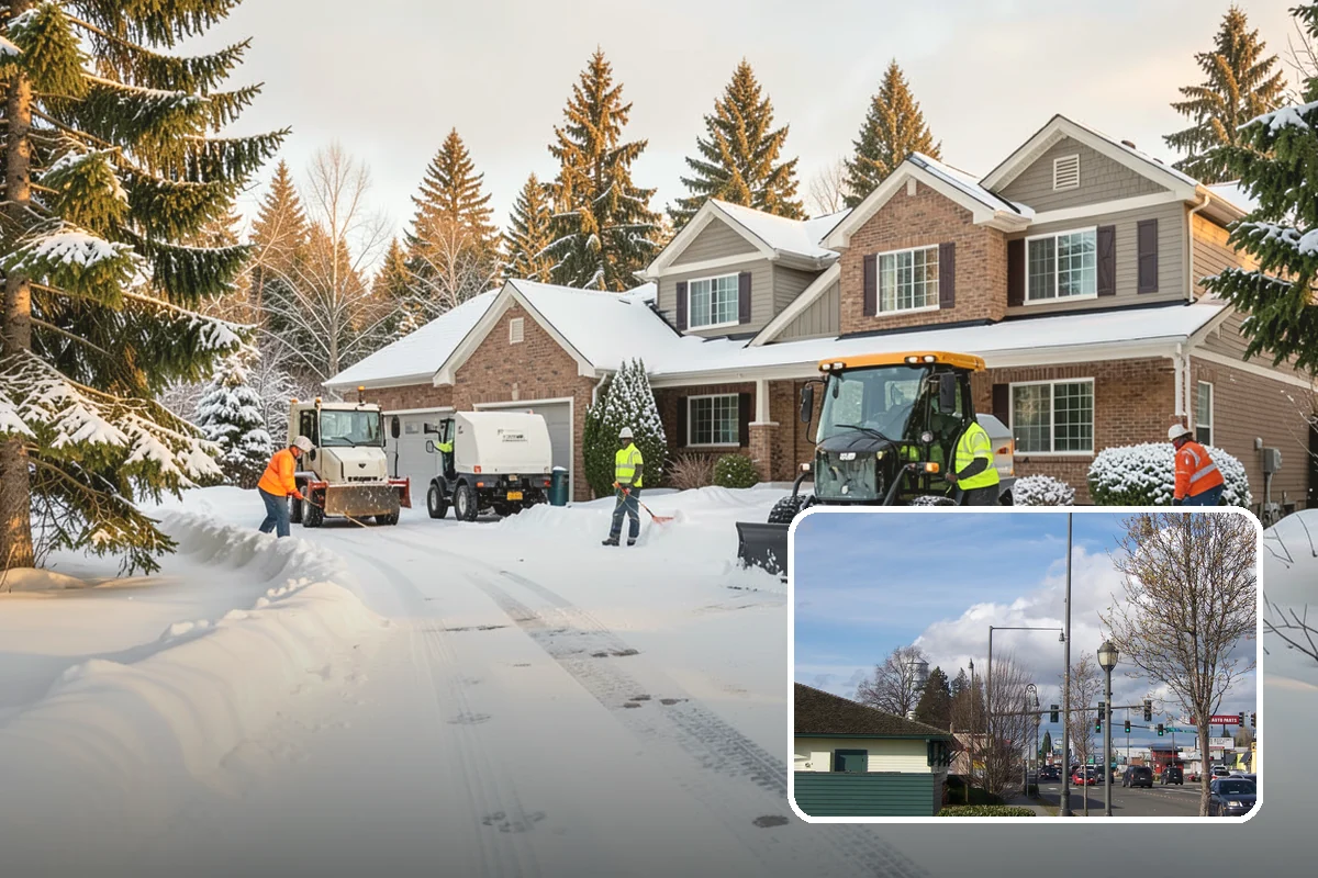 Parking Lot Snow Removal in Marysville, Snohomish County, WA - Complete surface coverage including tight corners