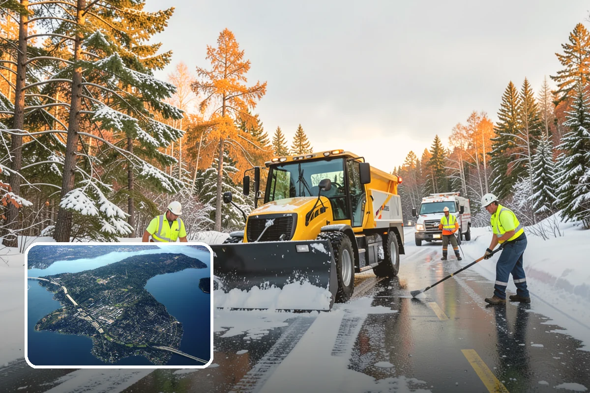 Parking Lot Snow Removal in Mercer Island, King County, WA - Complete surface coverage including tight corners