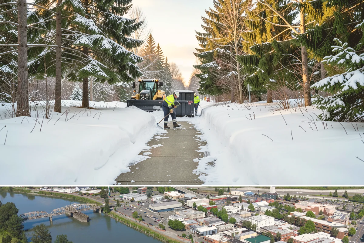 Parking Lot Snow Removal in Mount Vernon, Skagit County, WA - Schedule coverage from late fall through early spring when convergence-zone snow can hit the lowlands.