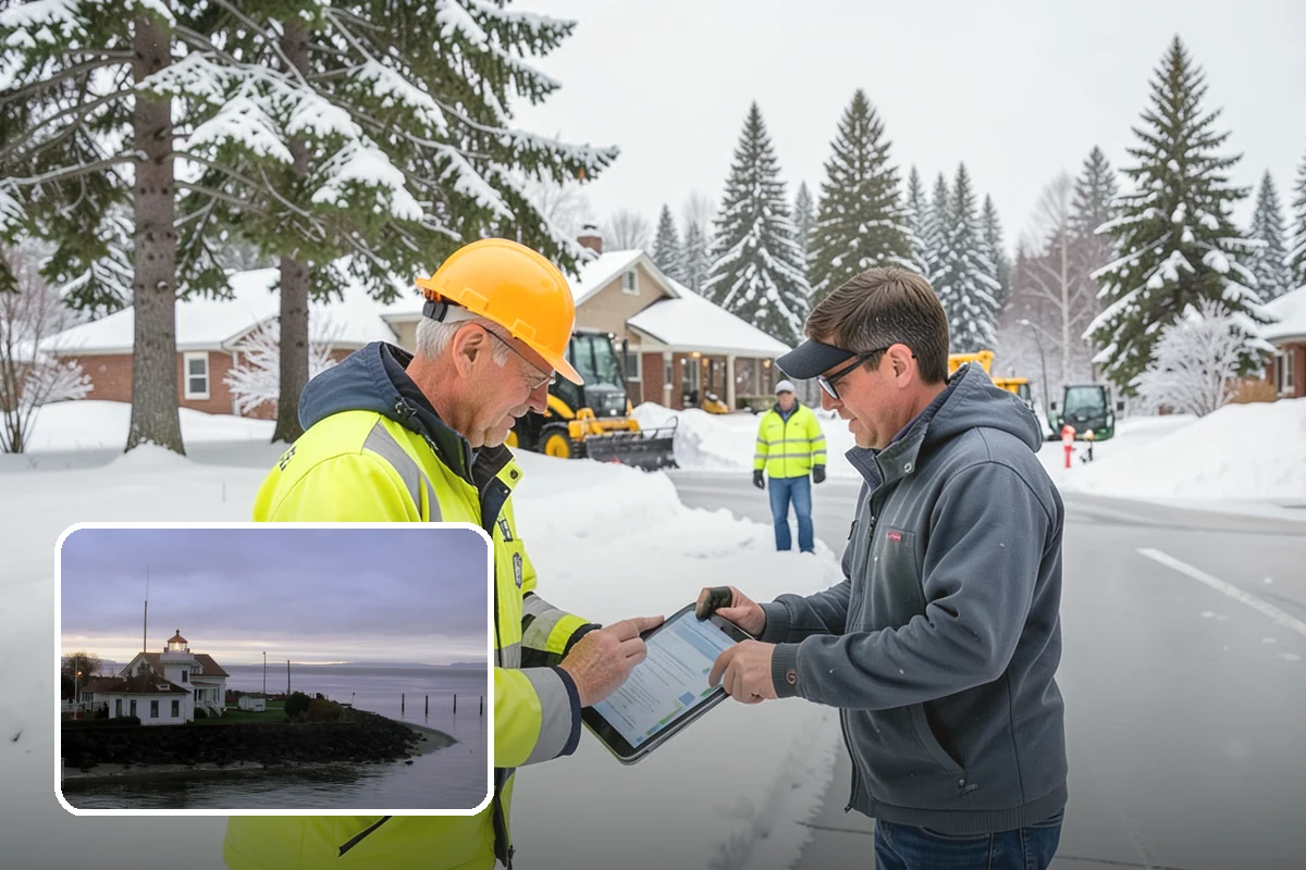 Parking Lot Snow Removal in Mukilteo, Snohomish County, WA - Complete surface coverage including tight corners