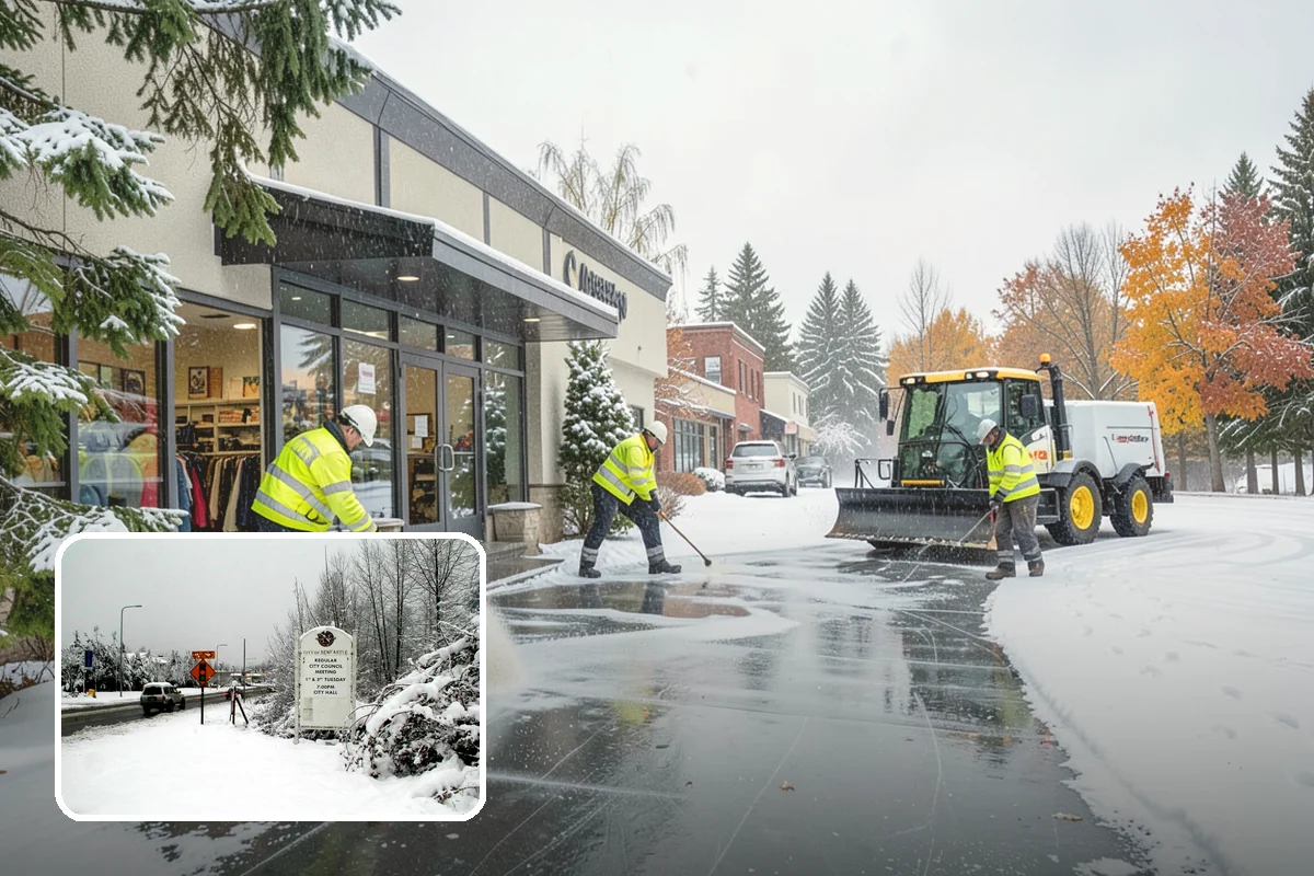 Parking Lot Snow Removal in Newcastle, King County, WA - Complete surface coverage including tight corners