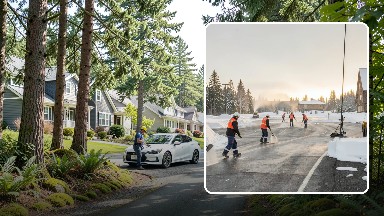 Parking Lot Snow Removal in Normandy Park, King County, WA - We handle the full cycle of clearing, treating, and hauling snow from commercial lots across Western Washington.