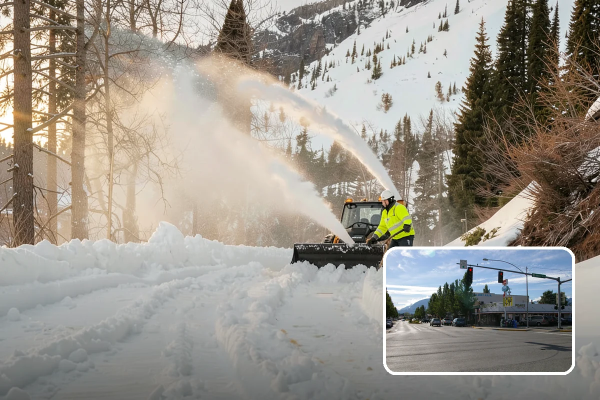 Parking Lot Snow Removal in North Bend, King County, WA - Complete surface coverage including tight corners
