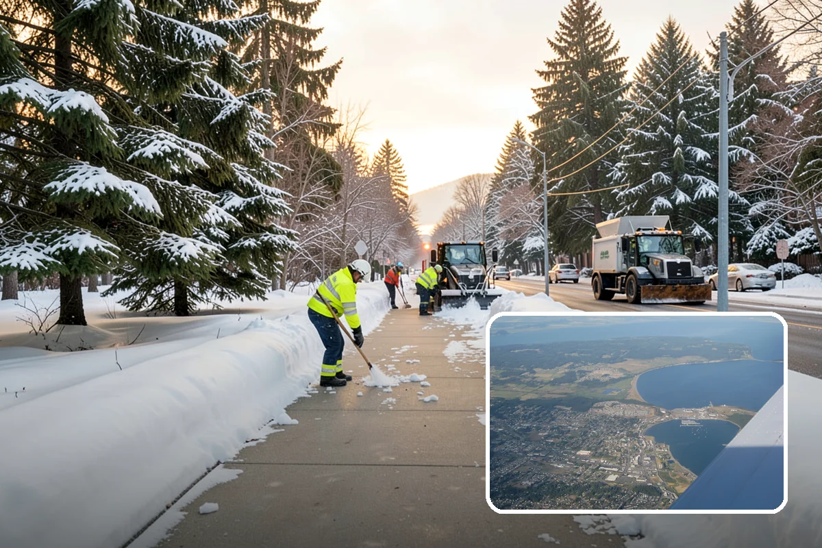 Parking Lot Snow Removal in Oak Harbor, Island County, WA - Complete surface coverage including tight corners