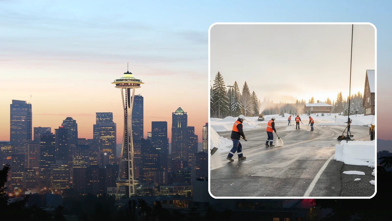 Parking Lot Snow Removal in Seattle, King County, WA - We handle the full cycle of clearing, treating, and hauling snow from commercial lots across Western Washington.