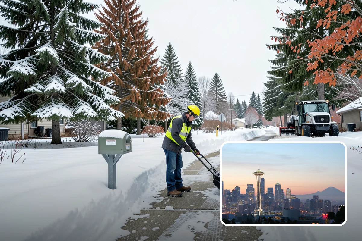 Parking Lot Snow Removal in Seattle, King County, WA - Complete surface coverage including tight corners