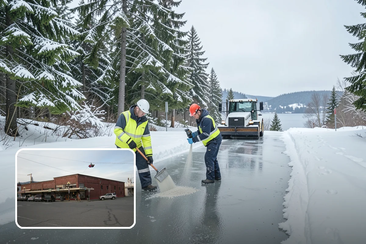 Parking Lot Snow Removal in Sedro-Woolley, Skagit County, WA - Complete surface coverage including tight corners
