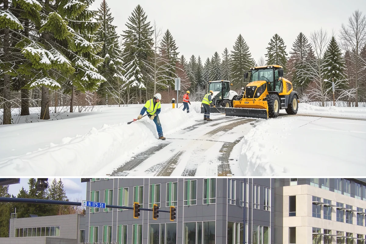 Parking Lot Snow Removal in Shoreline, King County, WA - Schedule coverage from late fall through early spring when convergence-zone snow can hit the lowlands.