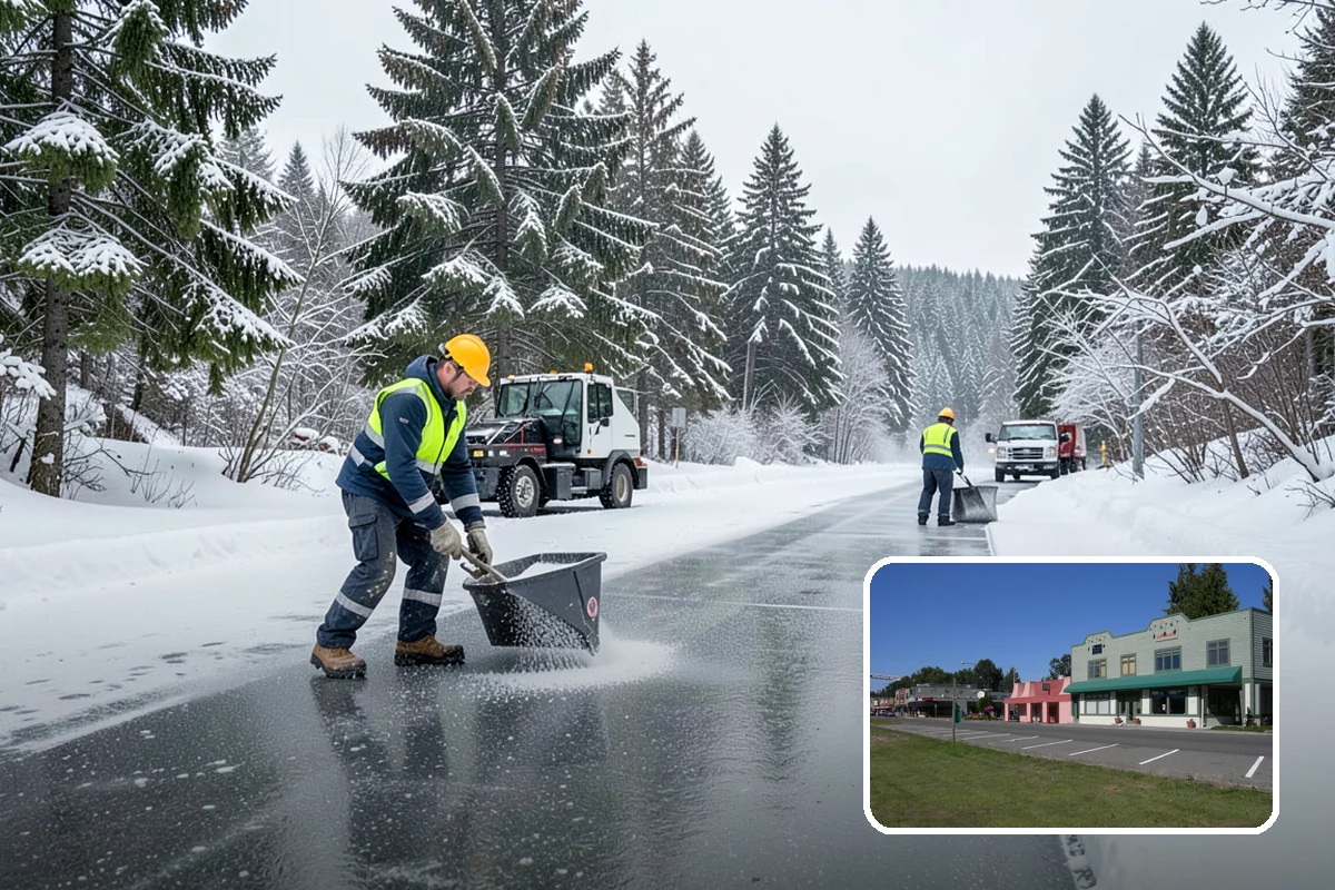 Parking Lot Snow Removal in Snoqualmie, King County, WA - Complete surface coverage including tight corners