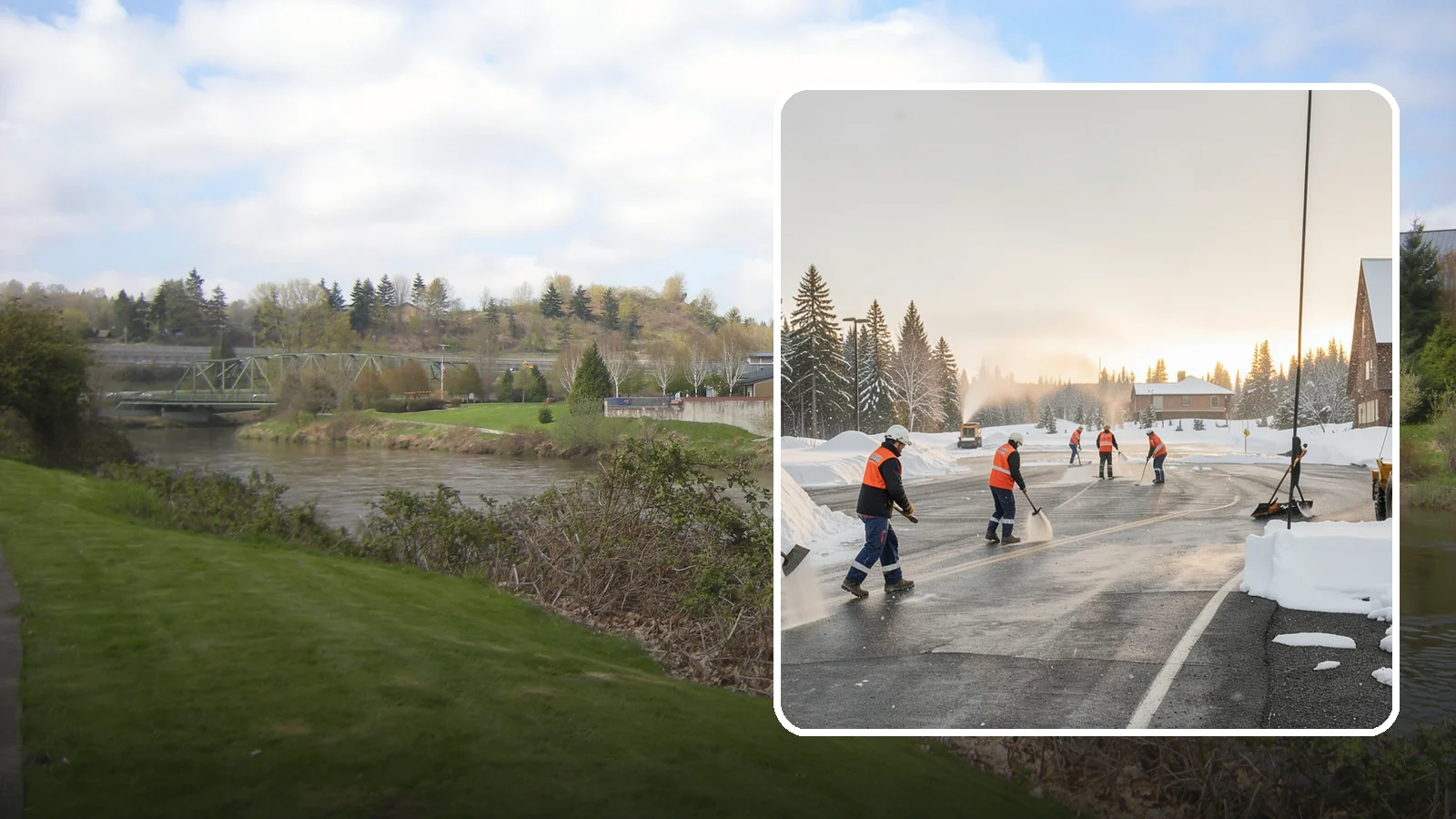 Parking Lot Snow Removal in Tukwila, King County, WA - We handle the full cycle of clearing, treating, and hauling snow from commercial lots across Western Washington.