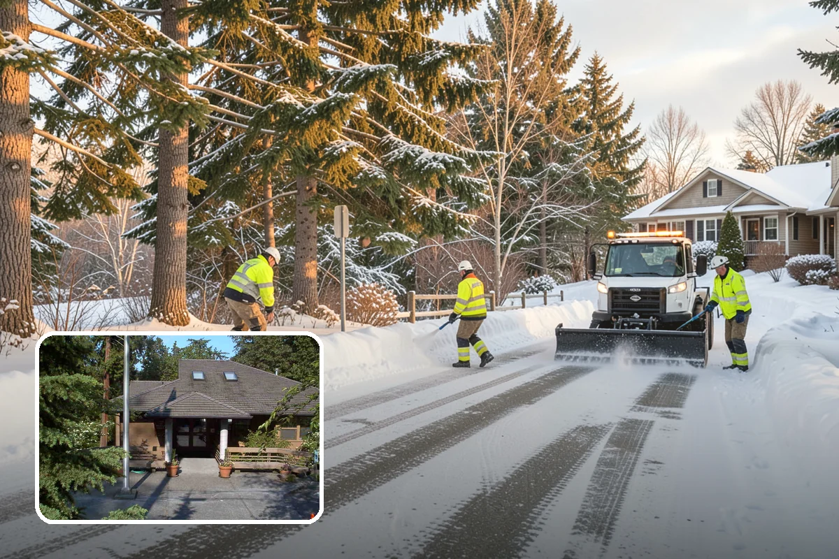 Parking Lot Snow Removal in Yarrow Point, King County, WA - Complete surface coverage including tight corners