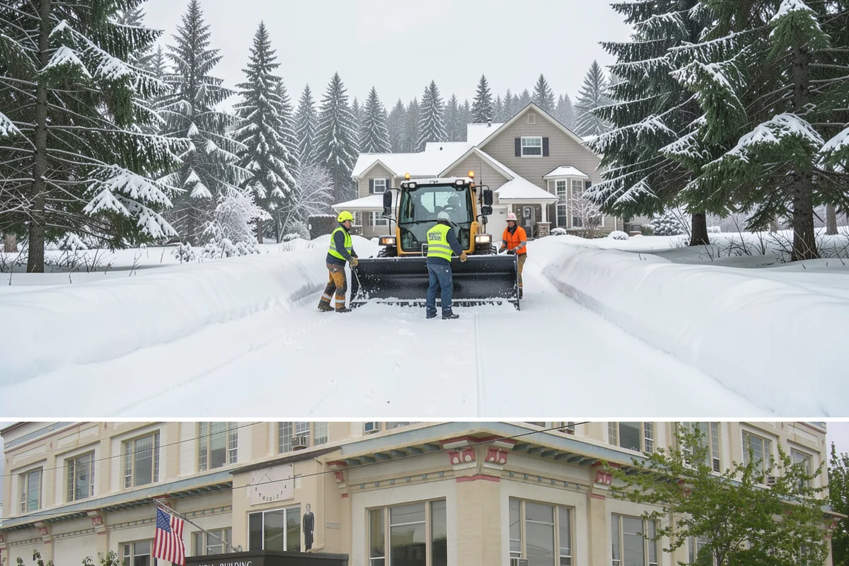 Parking Stall Clearing in Anacortes, Skagit County, WA - Stall clearing follows every plowable event through the winter months.