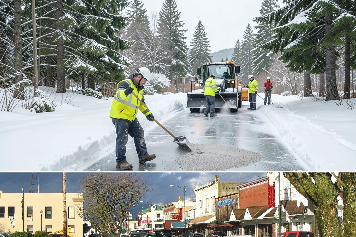 Parking Stall Clearing in Arlington, Snohomish County, WA - Stall clearing follows every plowable event through the winter months.