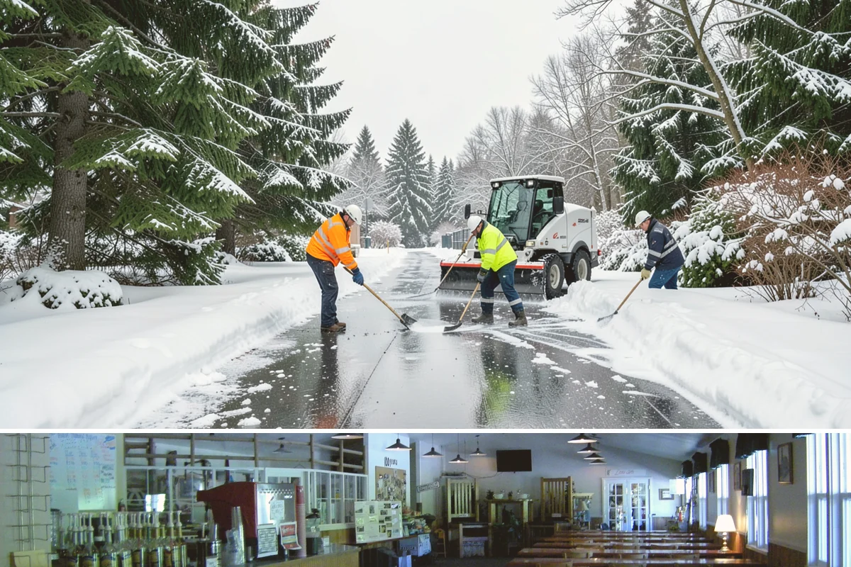Parking Stall Clearing in Black Diamond, King County, WA - Stall clearing follows every plowable event through the winter months.