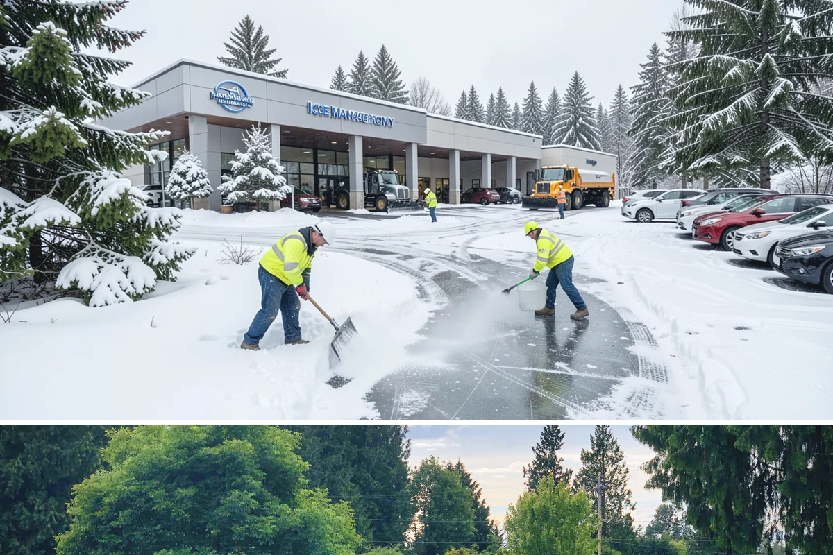 Parking Stall Clearing in Bonney Lake, Pierce County, WA - Stall clearing follows every plowable event through the winter months.