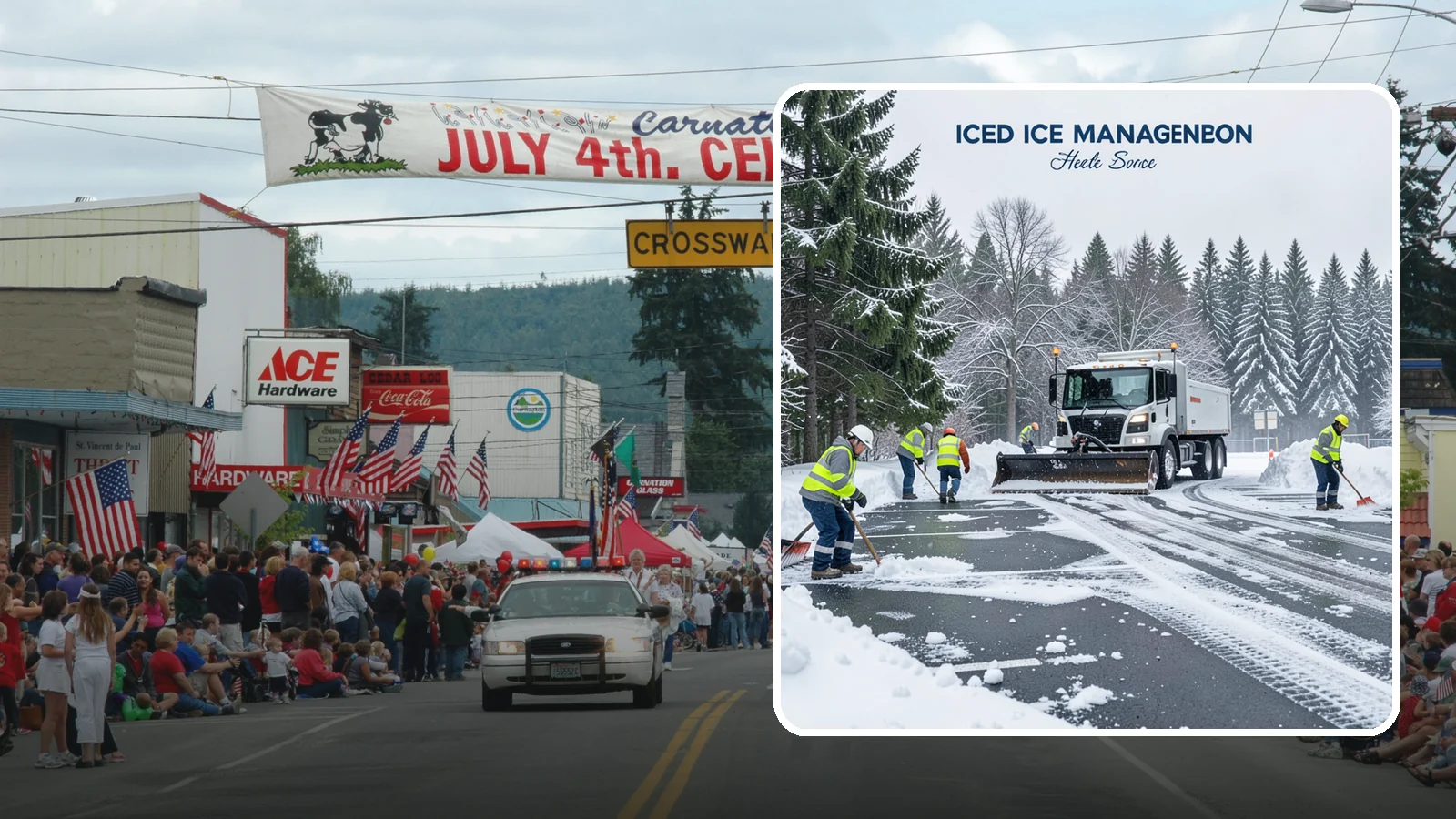 Parking Stall Clearing in Carnation, King County, WA - We clear individual stalls down to the pavement so every space is usable after a storm.