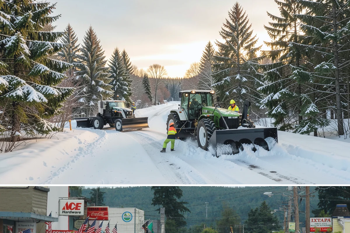 Parking Stall Clearing in Carnation, King County, WA - Stall clearing follows every plowable event through the winter months.