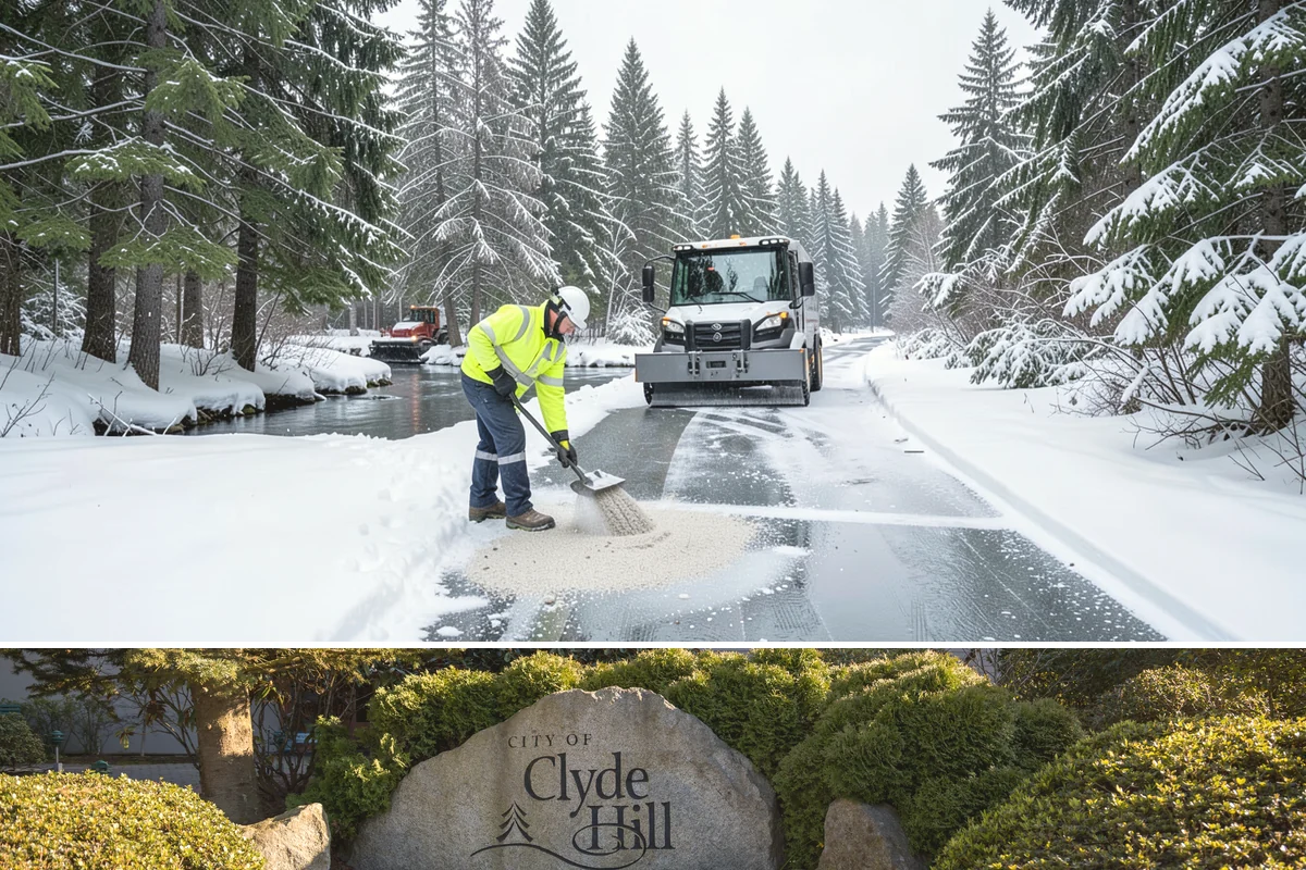 Parking Stall Clearing in Clyde Hill, King County, WA - Stall clearing follows every plowable event through the winter months.