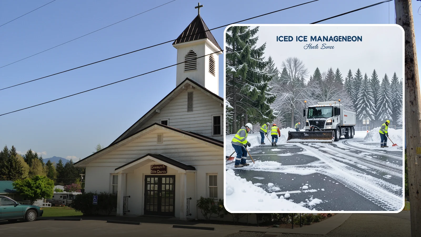 Parking Stall Clearing in Concrete, Skagit County, WA - We clear individual stalls down to the pavement so every space is usable after a storm.