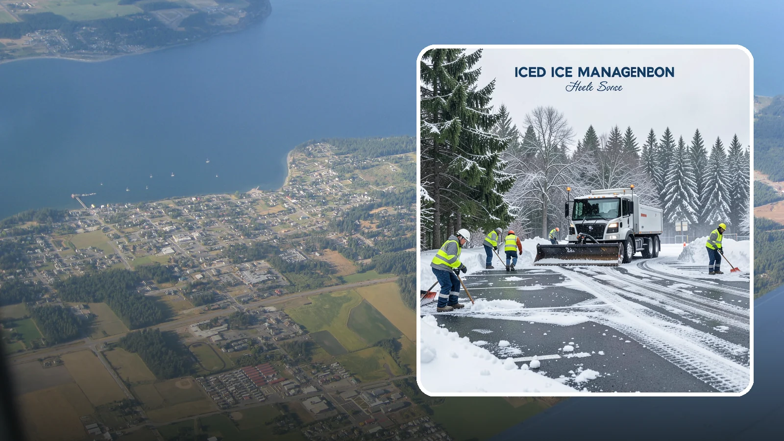 Parking Stall Clearing in Coupeville, Island County, WA - We clear individual stalls down to the pavement so every space is usable after a storm.