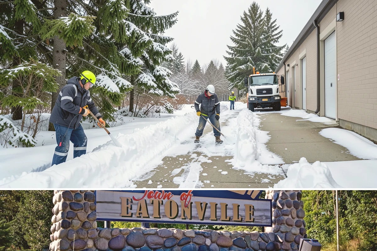 Parking Stall Clearing in Eatonville, Pierce County, WA - Stall clearing follows every plowable event through the winter months.