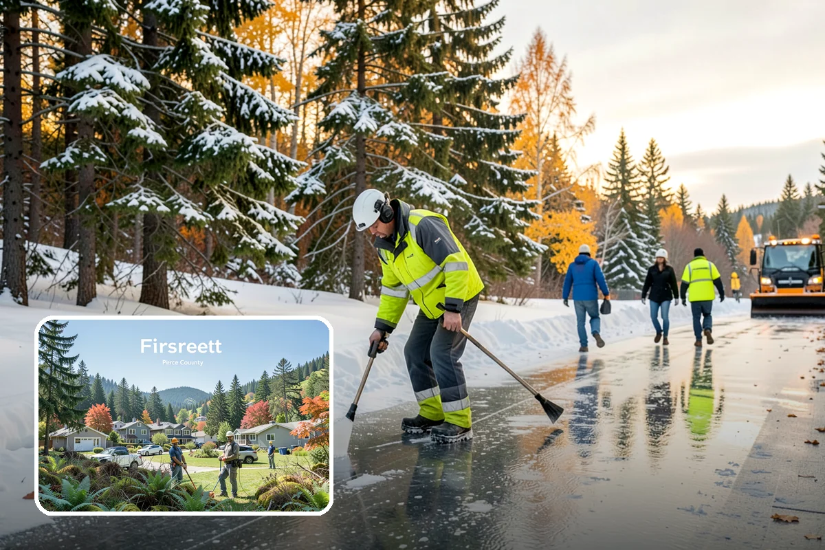 Parking Stall Clearing in Fircrest, Pierce County, WA - Opens every stall, not just the aisles