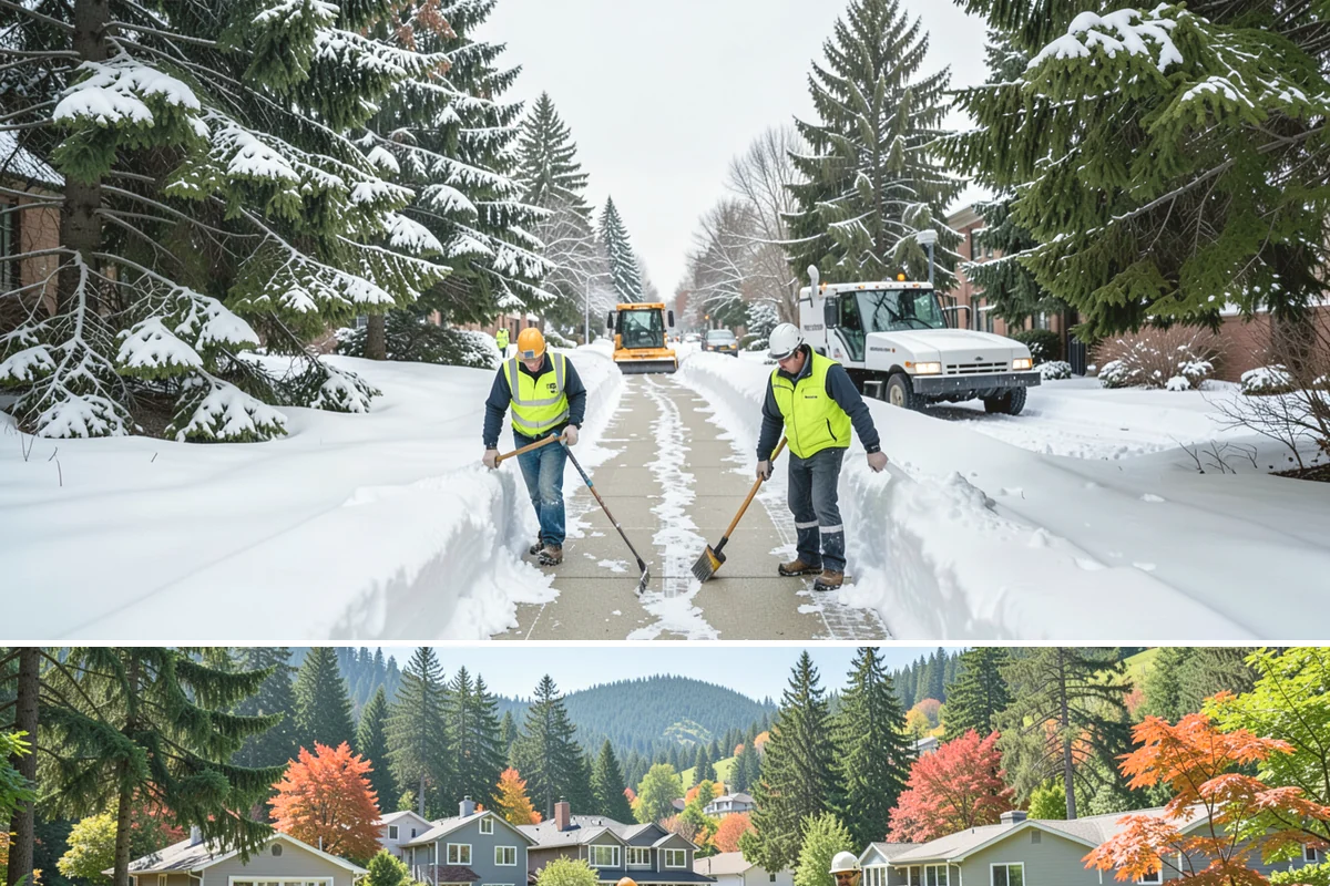 Parking Stall Clearing in Fircrest, Pierce County, WA - Stall clearing follows every plowable event through the winter months.