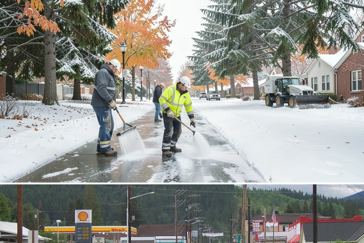 Parking Stall Clearing in Granite Falls, Snohomish County, WA - Stall clearing follows every plowable event through the winter months.