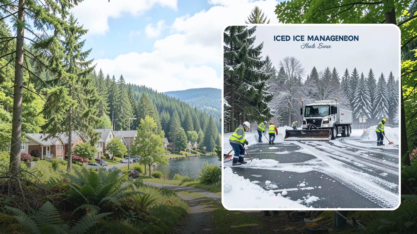 Parking Stall Clearing in Lake Forest Park, King County, WA - We clear individual stalls down to the pavement so every space is usable after a storm.
