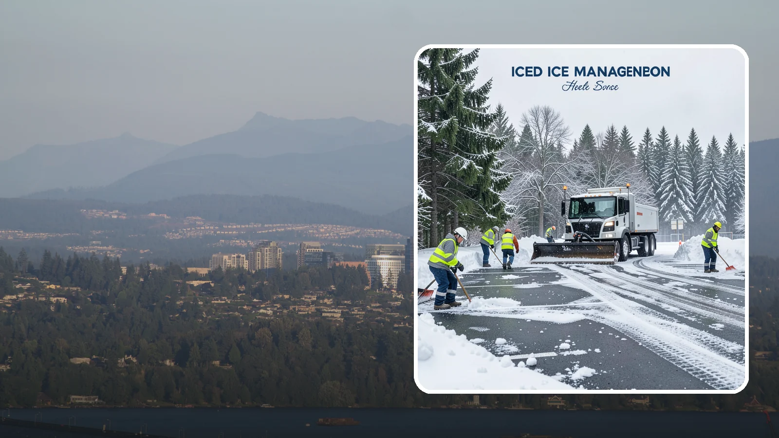 Parking Stall Clearing in Medina, King County, WA - We clear individual stalls down to the pavement so every space is usable after a storm.
