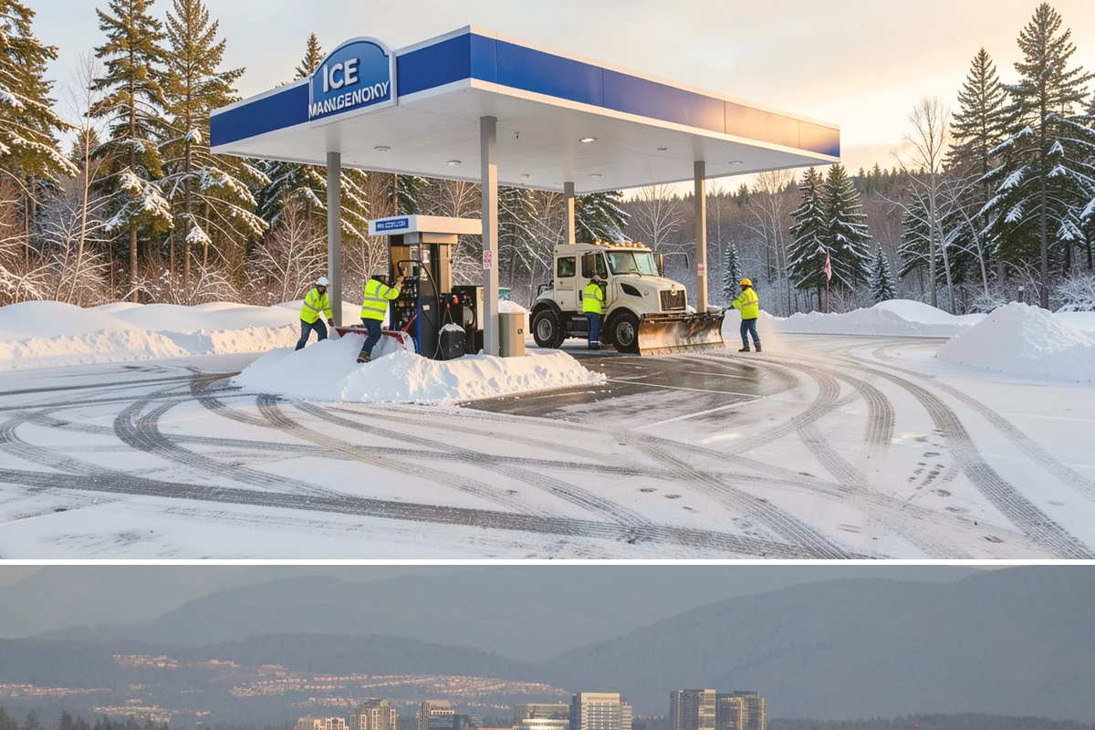 Parking Stall Clearing in Medina, King County, WA - Stall clearing follows every plowable event through the winter months.