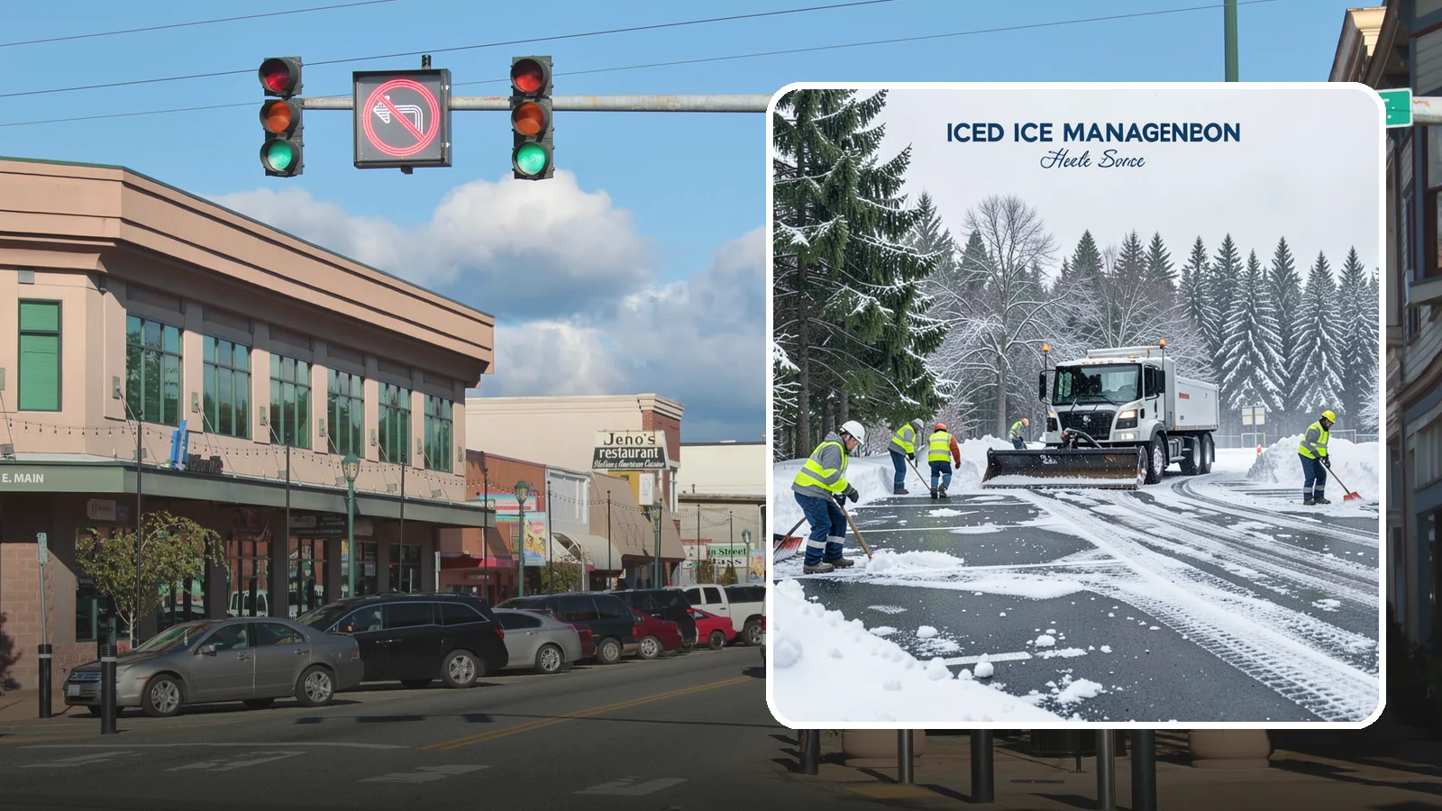 Parking Stall Clearing in Monroe, Snohomish County, WA - We clear individual stalls down to the pavement so every space is usable after a storm.