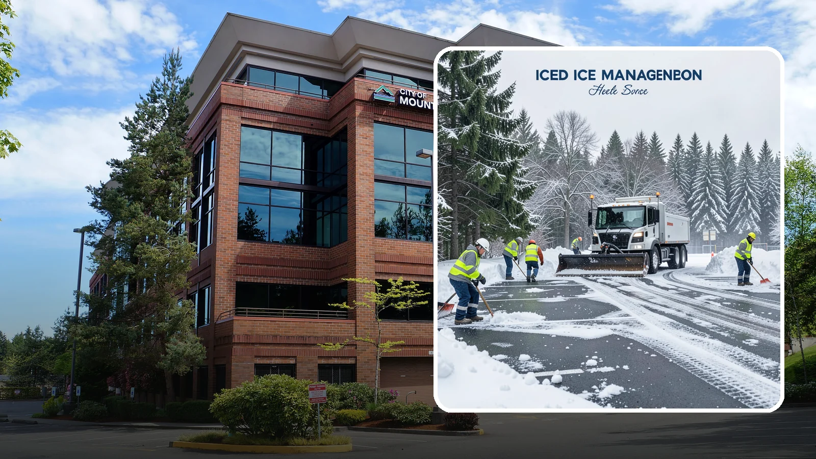 Parking Stall Clearing in Mountlake Terrace, Snohomish County, WA - We clear individual stalls down to the pavement so every space is usable after a storm.